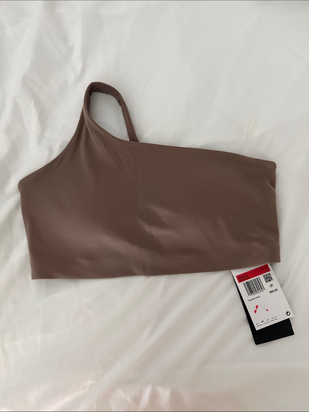 Nike One-Shoulder Asymmetric Sports Bra in Brown